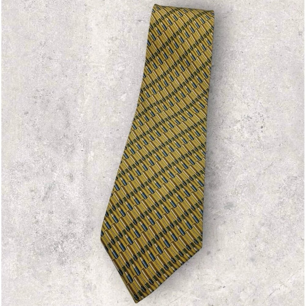 TRUSSARDI Silk Tie ITALY Yellow Tool W:3.7" EUC